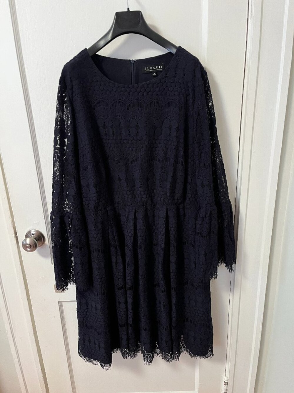 Plus Navy Lace Long Sleeved Eloquii Dress